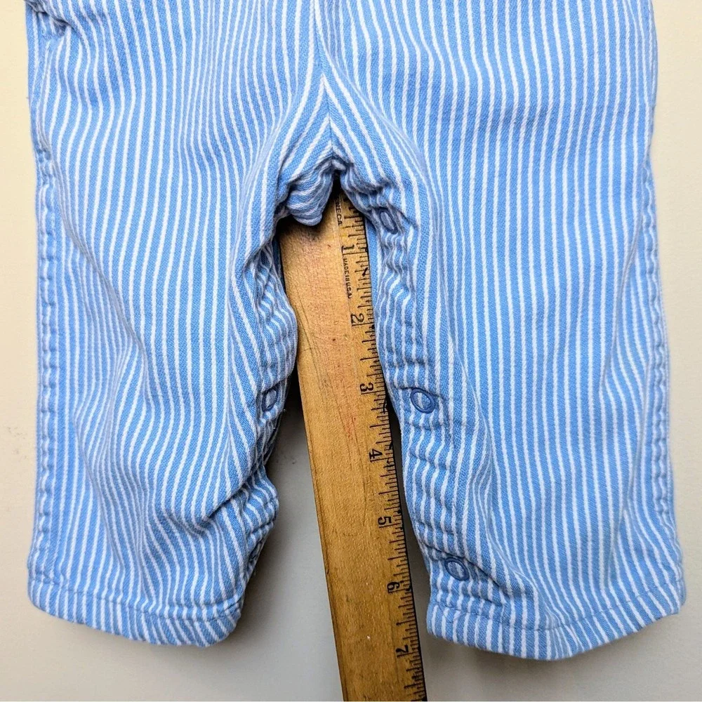 Vintage Osh Kosh‎ Overalls 80s Light Blue White Stripe Easter Flaws 12 Months
